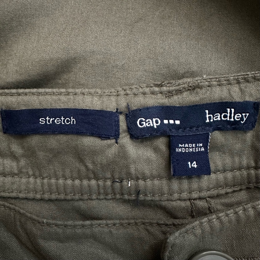 GAP Linen Blend Hadley Stretch Olive Green Capri Women's Pants, 14 - Picture 8 of 11